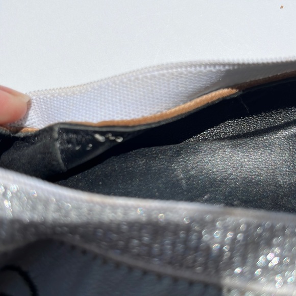 Authentic Chanel Silver Lambskin/Black Patent Leather Elastic Ballet Flats Shoes - Picture 15 of 16